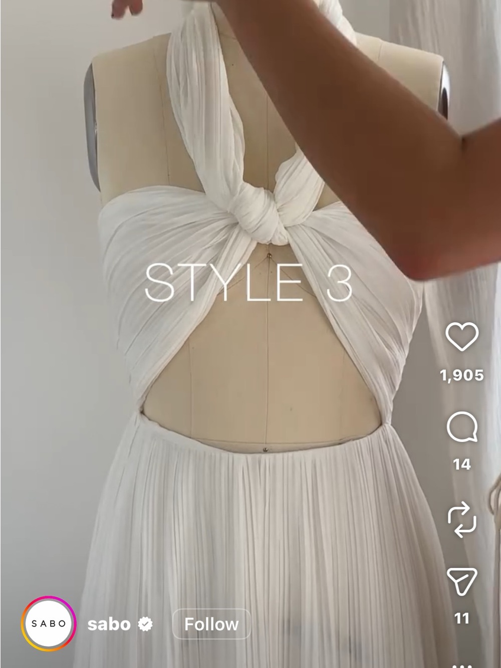 SABO White Cut Out Pleated Maxi Dress - Picture 7 of 15